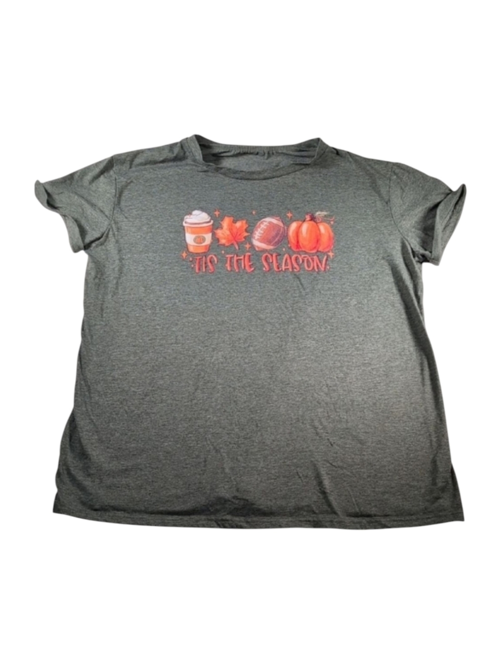 Tis the Season Fall Football Pumpkin Spice Latte Tee Size 2XL
